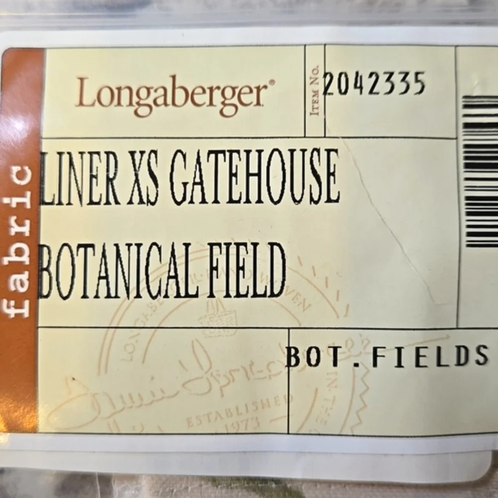 New Longaberger XS Gatehouse Botanical Field Liner